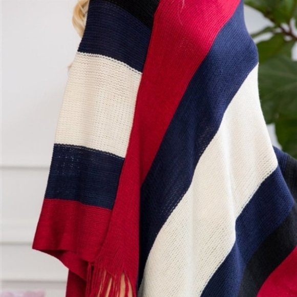 CLASSIC STRIPED PONCHO/ WRAP / SHAWL - Picture 9 of 10